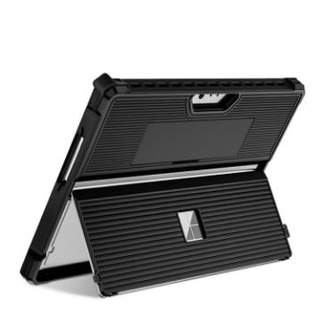 Microsoft Surface Pro 9 Black Striped Hollow Tablet Case with Holder Cover - 1