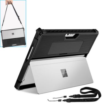 Microsoft Surface Pro 8 Tablet Case with Shoulder Strap - Striped Hollow Black - 1
