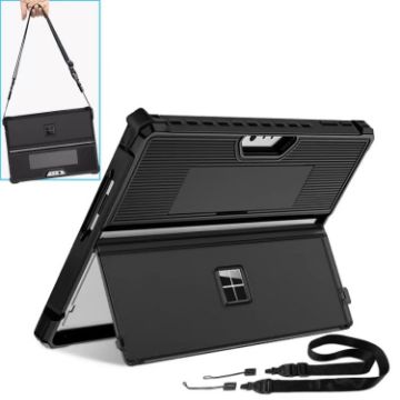 Microsoft Surface Pro 9 Tablet Case with Holder & Strap - Black Striped Hollow - 1