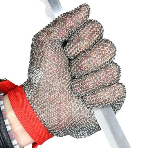 Stainless Steel Anti-Cutting Gloves, 5 Finger, Size L, 304 Steel Ring - 1