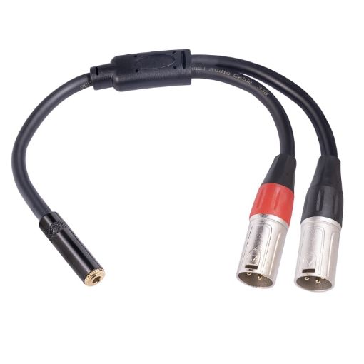 3.5mm Female to Dual XLR 3pin Male Audio Cable 30cm Red Black - 1