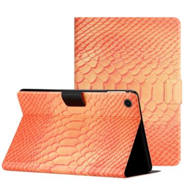Samsung Galaxy Tab A8 Orange Crocodile Texture Leather Tablet Case - 1