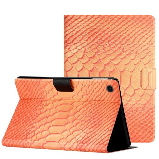 Samsung Galaxy Tab A8 Orange Crocodile Texture Leather Tablet Case - 1