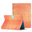 8" Tablet Case - Solid Orange Crocodile Texture Leather Cover - 1