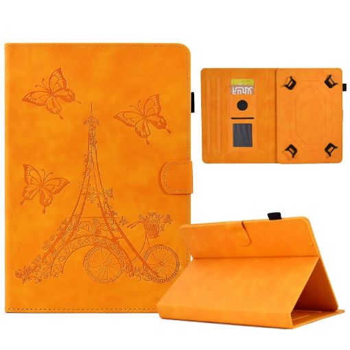 8" Tablet Case - Tower Embossed Leather Cover, Khaki - 1