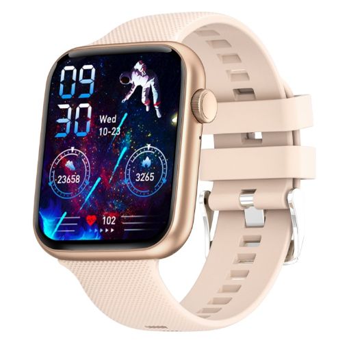 HT15 Gold Smart Watch - 1.85" Silicone Band, IP67 Waterproof, Bluetooth Call - 1