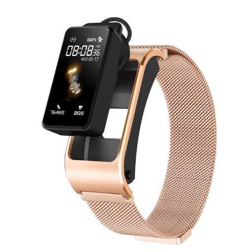 H21 Gold Smart Watch 1.14" Steel Band, Temp Measure, Bluetooth Call - 1