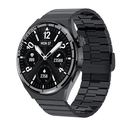 HDT 3 Max 1.6" Steel Band Smart Watch IP67 Waterproof Bluetooth/NFC Black - 1