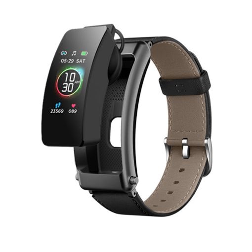K50+ Smart Watch: 0.96" Leather Band, Detachable Earphone, Waterproof - 1