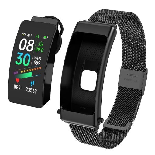 K50 1.08" Steel Band Smart Watch IP67 Waterproof Bluetooth Call Black - 1