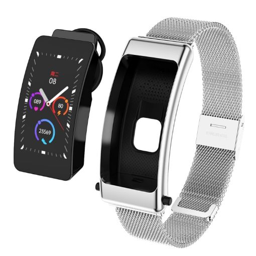 K50 1.08" Steel Band Smart Watch IP67 Waterproof Bluetooth Call Silver - 1