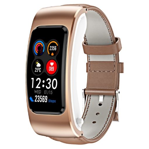 K60 Smart Watch: 1.08" Leather Band, Detachable Earphone, Waterproof - 1