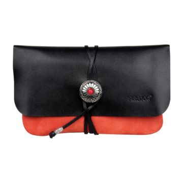 FIREDOG CL91 Orange Sheepskin Leather Tobacco Bag - Handmade & Portable - 1