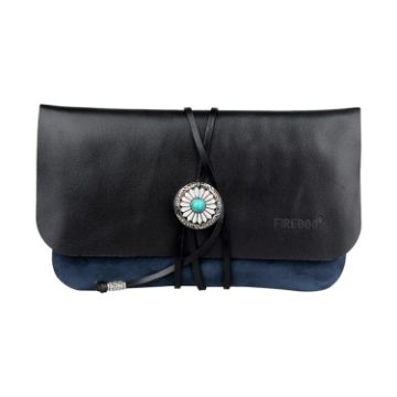 FIREDOG CL91 Dark Blue Sheepskin Leather Tobacco Bag - Handmade & Portable - 1