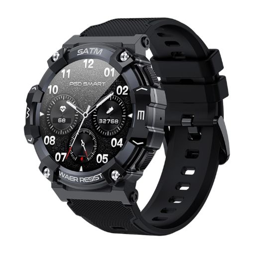 PG666 Smart Watch - 1.39" TFT, Bluetooth Call, Heart Rate/BP Monitor (Black) - 1