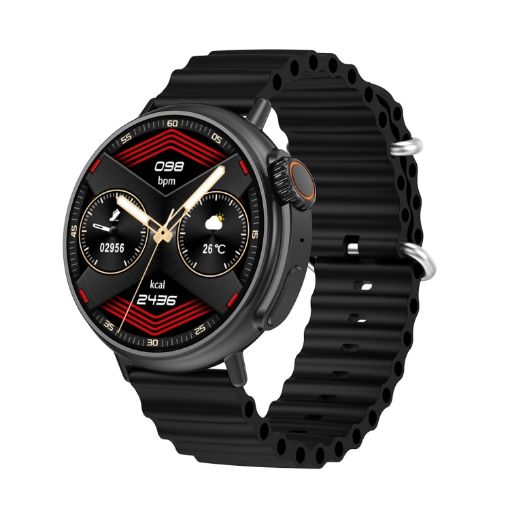 MT30 Smart Watch: 1.6" HD Screen, Voice Calls, Blood Oxygen, Black Strap - 1