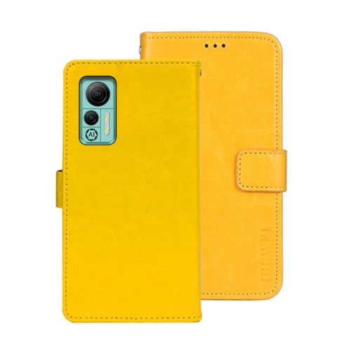 Ulefone Note 14 Yellow Leather Phone Case with Holder - Crazy Horse Texture - 1