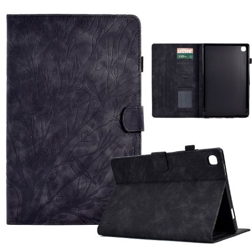 Samsung Galaxy Tab S6 Lite Fortune Tree Flower PU Case Black 70 Char - 1