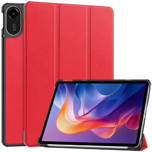 Xiaomi Redmi Pad 2 Red Leather Tablet Case - 3-Fold Holder Cover - 1