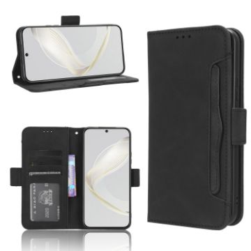 Huawei nova 11 Leather Phone Case - Black, Card Slots, Calf Texture - 1
