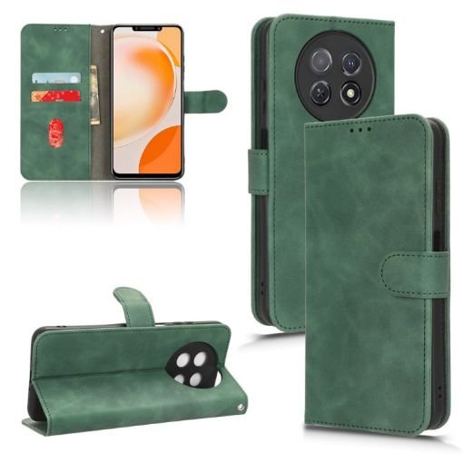 Huawei Enjoy 60X Green Magnetic Flip Leather Phone Case Skin Feel - 1