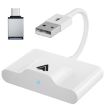 USB + USB-C Wired to Wireless Carplay Adapter for Android (White) - 1