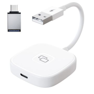 USB + USB-C Carplay Mirror Adapter for iPhone THT-020-7 (White) - 1