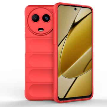 Realme 11 5G Global Magic Shield Red TPU + Flannel Phone Case - 1