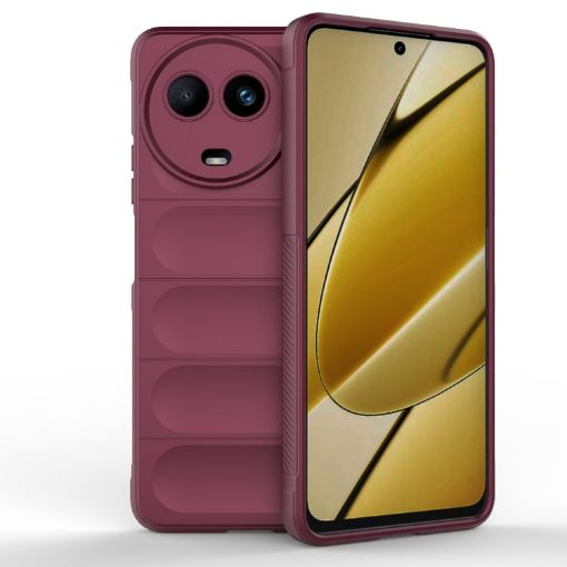 Realme 11 5G Global Magic Shield TPU Flannel Case - Wine Red - 1