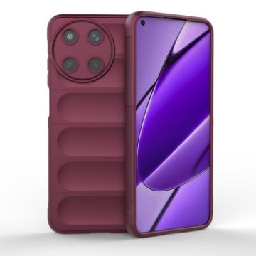 Realme 11 4G Global Wine Red Magic Shield TPU Flannel Phone Case - 1
