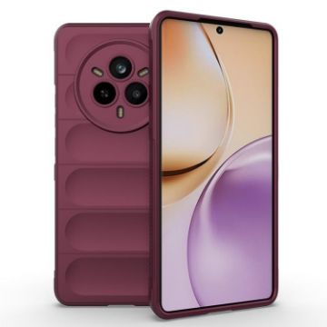 Realme 14 Pro 5G Wine Red Magic Shield TPU Flannel Phone Case - 1