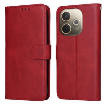 OPPO A5 Pro 5G Red Flip Leather Phone Case - Classic Calf Texture - 1