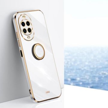 Huawei Nova 14 XINLI 6D Electroplate TPU Case with Ring Holder - White - 1