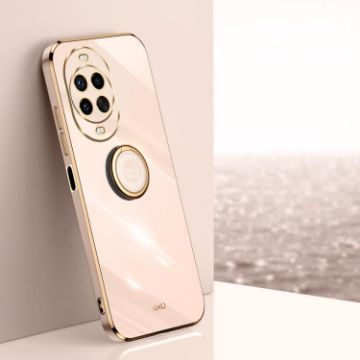Huawei Nova 14 Ultra Pink 6D Electroplate TPU Case with Ring Holder - 1