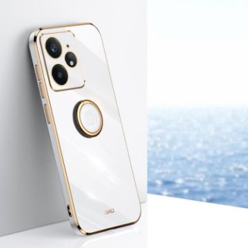 Realme Neo7 SE XINLI 6D Electroplate TPU Case with Ring Holder - White - 1