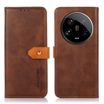 Xiaomi 14 Ultra KHAZNEH Brown Cowhide Flip Leather Phone Case - 1