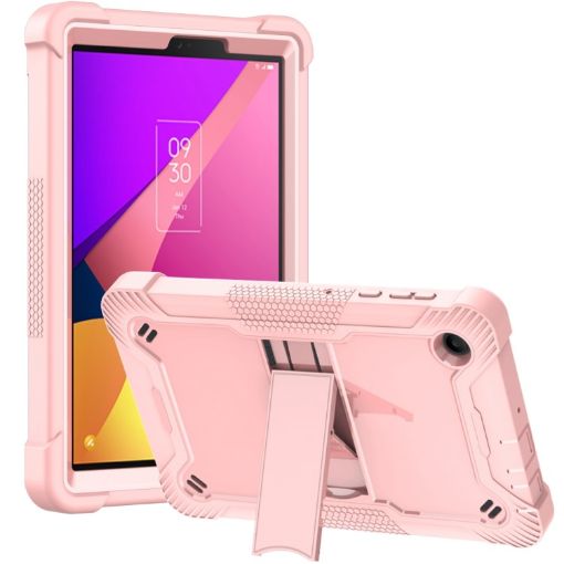 TCL Tab 8 LE Shockproof Silicone Hybrid Tablet Case with Holder - Rose Gold - 1