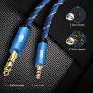 EMK 3.5mm to 6.35mm Gold Plated AUX Cable 1.5m Dark Blue Nylon Braid - 6