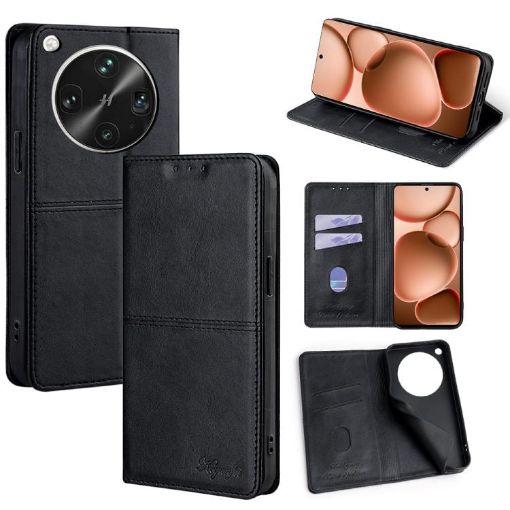 OPPO Find X8 Ultra 5G Black Cow Texture Magnetic Leather Phone Case - 1