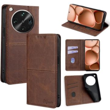 OPPO Find X8 Ultra 5G Dark Brown Cow Texture Magnetic Leather Case - 1
