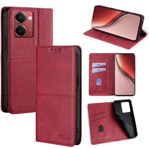 Realme P3 Ultra 5G Red Cow Texture Magnetic Leather Phone Case - 1