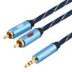 EMK 3.5mm to 2 RCA Gold Plated Audio Cable 5m Dark Blue - 2