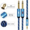 EMK 3.5mm to 2 x 6.35mm Gold AUX Cable 1.5m Dark Blue for PC/X-BOX/PS3 - 5