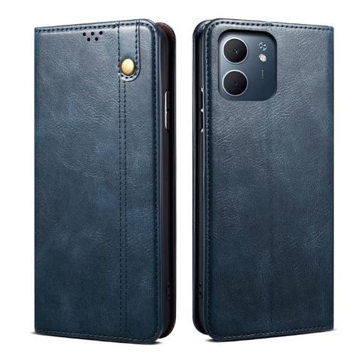 OPPO Reno14 Pro 5G Leather Case - Oil Wax Crazy Horse Texture (Navy Blue) - 1
