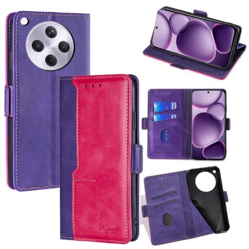 OPPO Find X8s+ 5G Leather Phone Case - Purple/Rose Red Contrast - 1