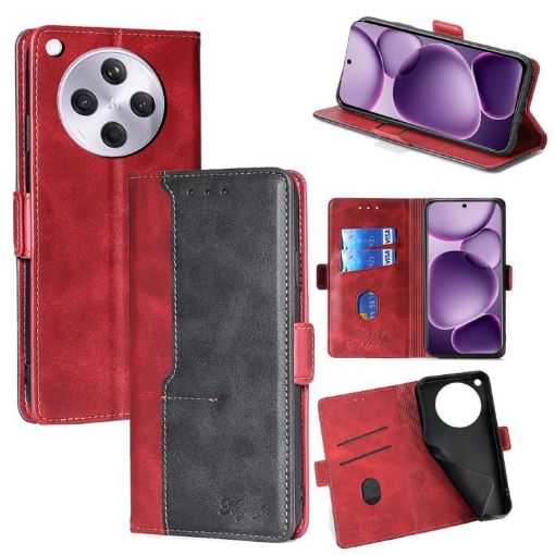 OPPO Find X8s+ 5G Leather Phone Case, Contrast Color, Red/Black - 1