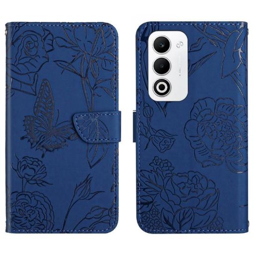 OPPO A5 5G Blue Butterfly Embossed Flip Leather Phone Case Global HT03 - 1