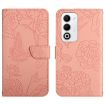 OPPO A5 5G Pink Butterfly Embossed Flip Leather Phone Case Global HT03 - 1