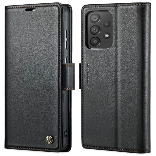 Samsung Galaxy A73 5G CaseMe 023 Leather RFID Anti-theft Case (Black) - 1