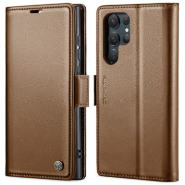 Samsung Galaxy S22 Ultra 5G CaseMe 023 Leather RFID Phone Case Brown - 1
